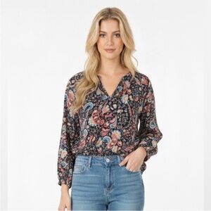 Loft top cotton blend paisley print size medium petite